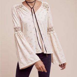 Anthropologie Calvie Eyelet Top in Green